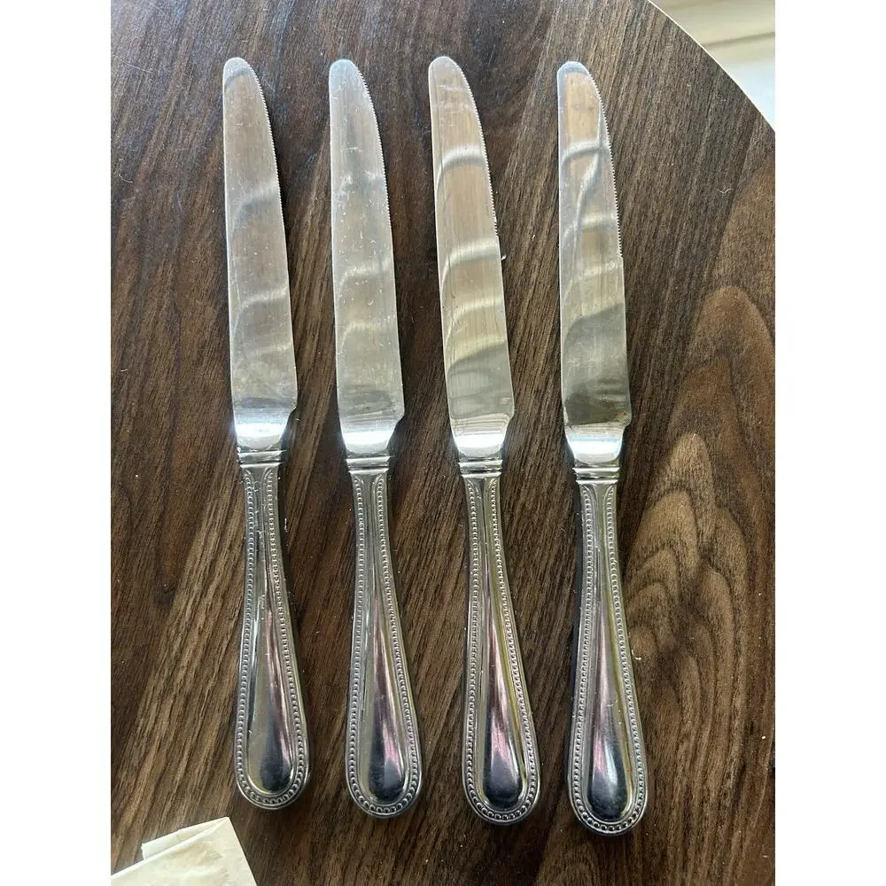 Wallace Continental Bead Flatware Set of‎ 4 Dinner Knives Stainless Steel